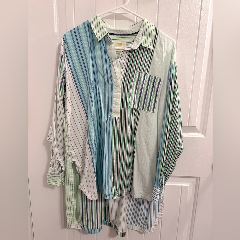 Anthropology Maeve Multicolor Striped Tunic Top